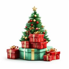 "Gifts of Joy: Vibrant Christmas Tree Amidst Colorful Surprises"