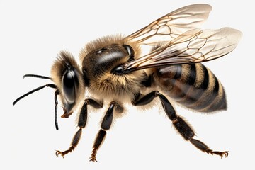 Top-down view of a honey bee on transparent background. Generative AI
