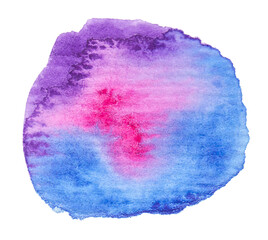 Hand painted watercolor blob on textured paper. Png clipart isolated on transparent background