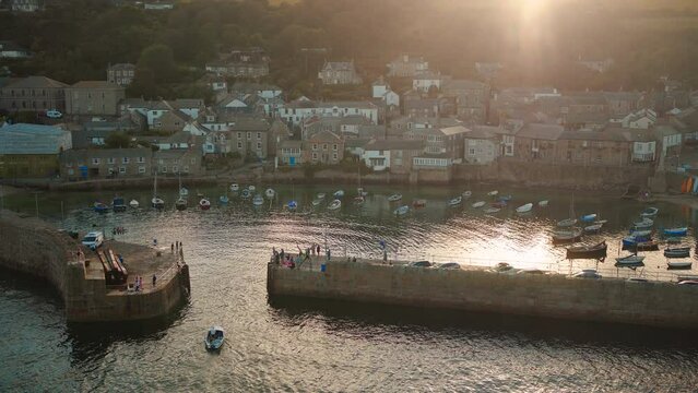 Harbor of Mousehole in Cornwall at Sunset