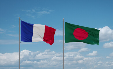 Bangladesh and France flags, country relationship concept