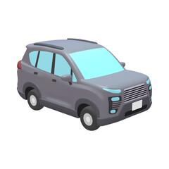 自動車のイラスト素材　デフォルメ　SUV　グレー（1_c）