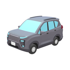 自動車のイラスト素材　デフォルメ　SUV　グレー（1_a）