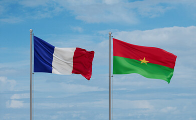 Burkina Faso and France flags, country relationship concept