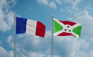 Burundi and France flags, country relationship concept