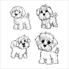 Kawaii puppy cartoon vector for coloring book.