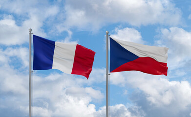 Czech Republic and France flags, country relationship concept
