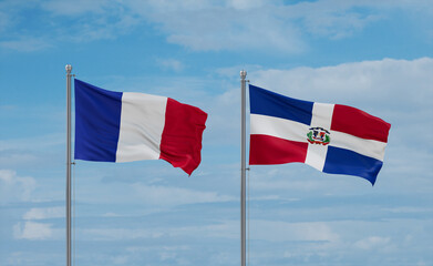 Belgium and France flags, country relationship concept