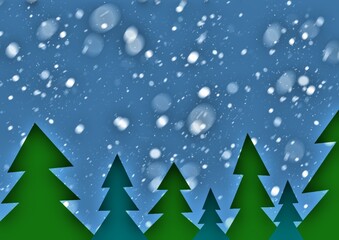 Obraz premium Holiday winter landscape for new year holidays with falling snow