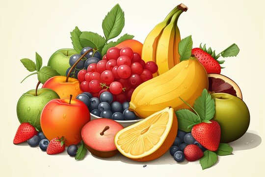An appetizing and true to life vector illustration of fresh, delicious fruits