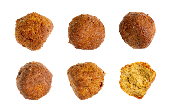 Falafel Balls Isolated, Fried Chickpea Balls, Traditional Arabic Street Food, Falafel on White Background