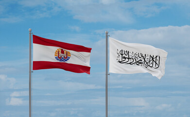 French Polynesia and Afghanistan national flags, country relationship concept