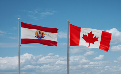Canada and French Polynesia flags, country relationship concept
