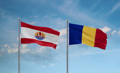 Chad and French Polynesia flags, country relationship concept