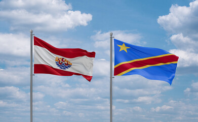 Congo and French Polynesia flags, country relationship concept
