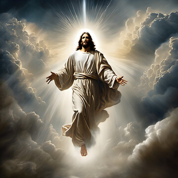 Jesus cristo vindo sobre as nuvens