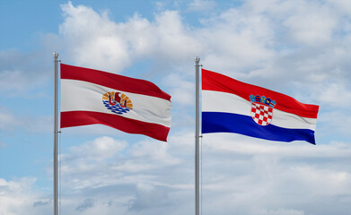 Croatia and French Polynesia flags, country relationship concept