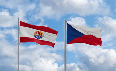 Czech Republic and French Polynesia flags, country relationship concept