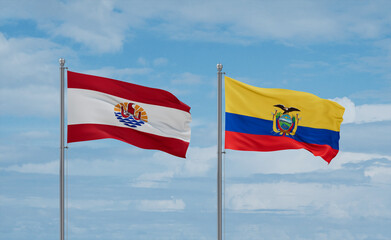 Ecuador and French Polynesia flags, country relationship concept