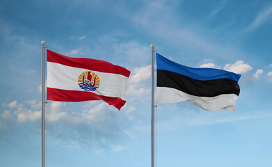 Estonia and French Polynesia flags, country relationship concept