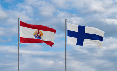 Finland and French Polynesia flags, country relationship concept