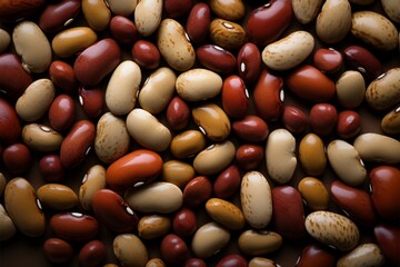 Beans form the background, allowing for copy or design