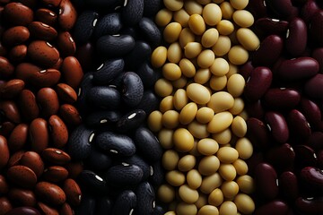 Beans of various kinds arranged in an interconnected and cohesive design