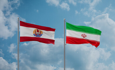 Iran and French Polynesia flags, country relationship concept