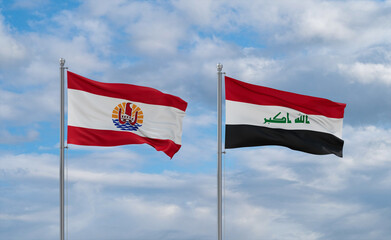 Iraq and French Polynesia flags, country relationship concept