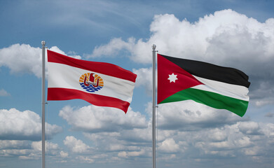 Jordan and French Polynesia flags, country relationship concept