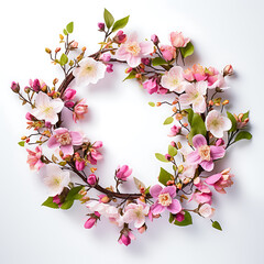 Obraz premium Beautiful colorful spring wreath in vintage style on white background
