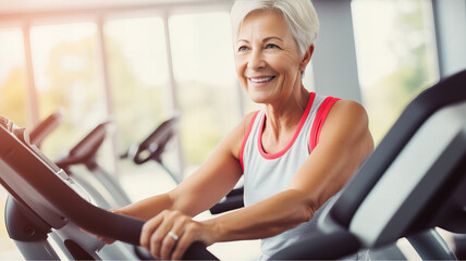 Fototapeta premium Seniors in Shape: Gym Training in Late Age. Generative AI