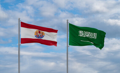 French Polynesia and Saudi Arabia flags, country relationship concepts