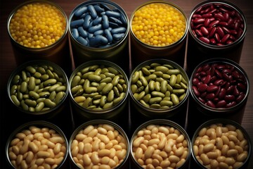 Canned goodness a mix of different beans, ready for consumption