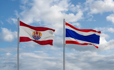 Thailand and French Polynesia flags, country relationship concept