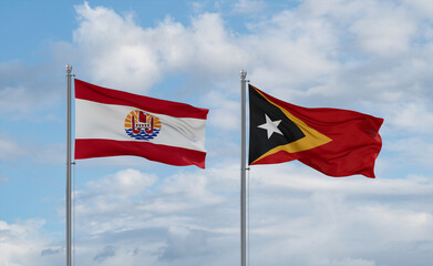 East Timor and French Polynesia flags, country relationship concept