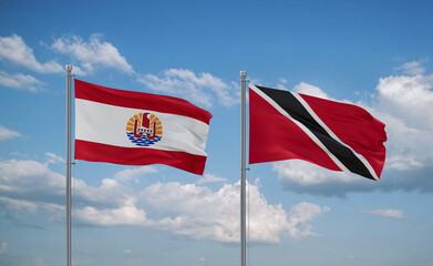 Trinidad and Tobago and French Polynesia flags, country relationship concept