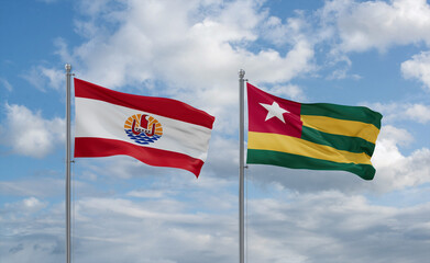 Togo and French Polynesia flags, country relationship concept