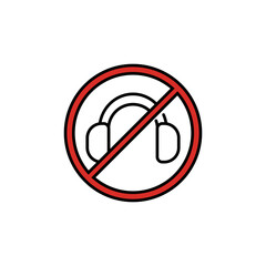 No headphones sign icon