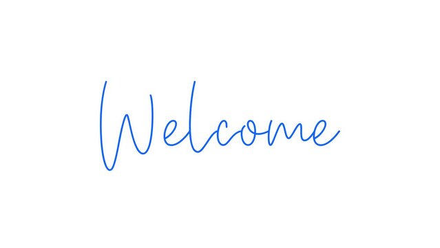 Welcome Lettering Text Animation in blue, red and green color on transparent background. Perfect for an opening something content animation or for a welcome greeting on your video. 
