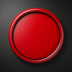 Red Glossy Surface Minimalistic Round Picture Frame. Minimalistic Ring with Realistic Texture. Square Digital Illustration. Ai Generated Empty Circle on Black Background.