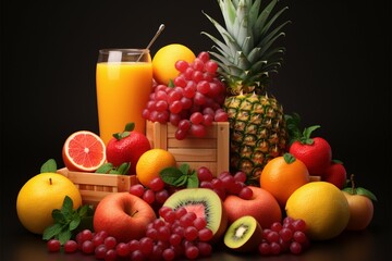 Fruits and freshly squeezed juices, a zesty and nutritious combo