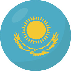 Kazakhstan flag circle 3D cartoon style.