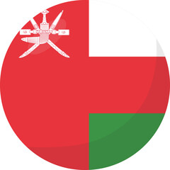 Oman flag circle 3D cartoon style. - obrazy, fototapety, plakaty