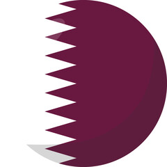 Qatar flag circle 3D cartoon style.