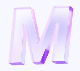 letter M with colorful gradient and glass material. 3d rendering illustration for graphic design, presentation or background