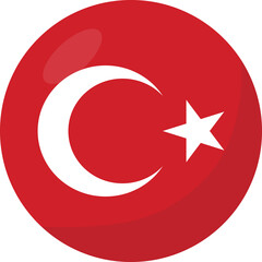 Turkey flag circle 3D cartoon style. © stu-khaii