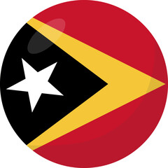 Timor Leste flag circle 3D cartoon style.