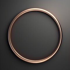 Rose Gold Minimalistic Round Picture Frame. Minimalistic Ring with Realistic Texture. Square Digital Illustration. Ai Generated Empty Circle on Black Background.