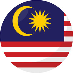 Malaysia flag circle 3D cartoon style.